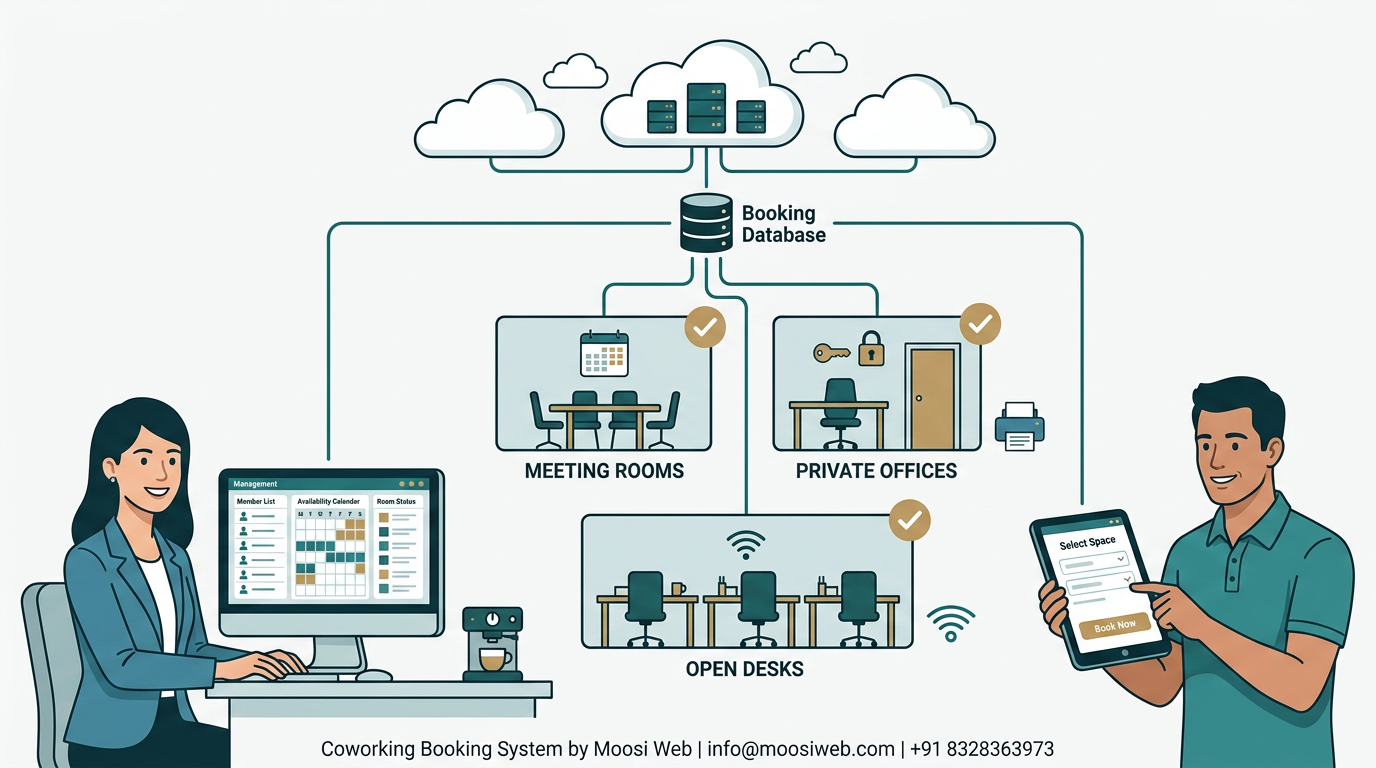 Coworking Booking System for Desks, Rooms, and Resources — case study