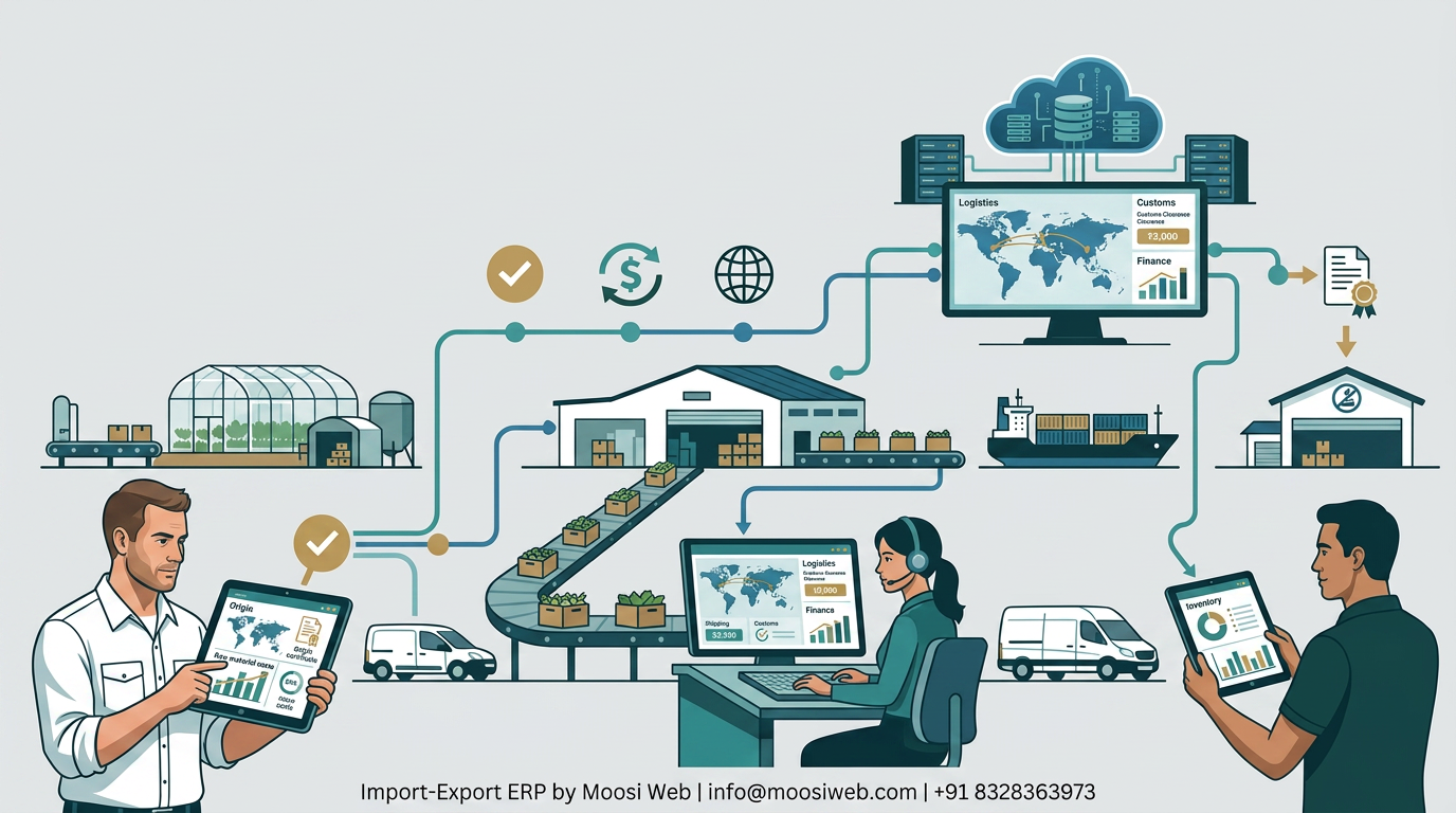 Import-Export ERP for Document Lifecycle Management featured image in Moosi Web brand colors